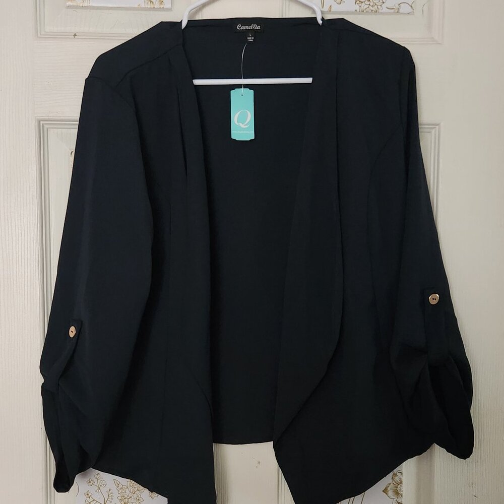 Open-Front Drape Blazer